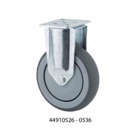 Tente - Hjul fast m/plade fzb/gummi Ø100mm