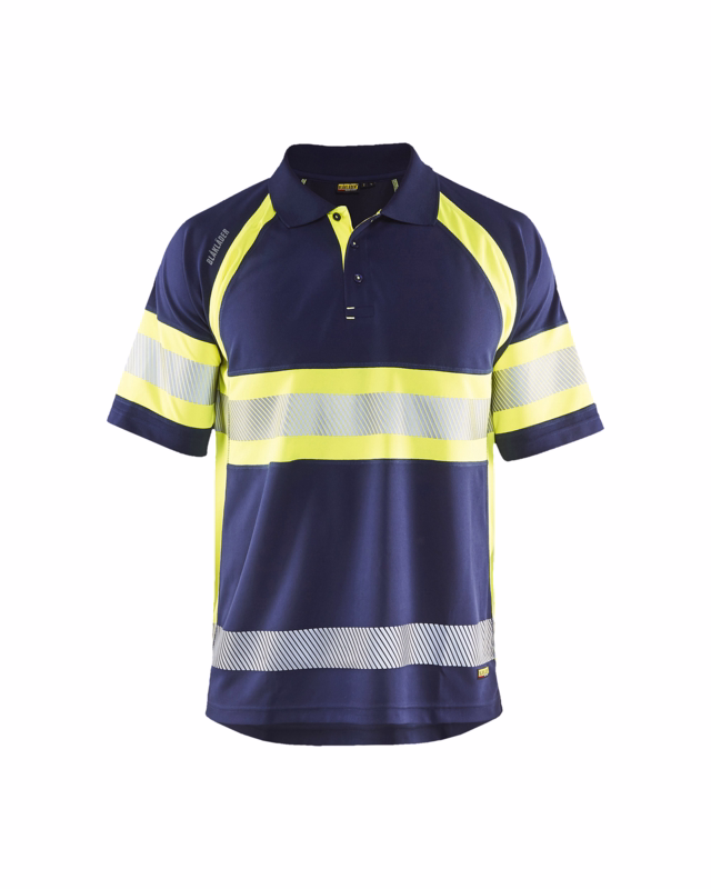 Poloshirt Hi-vis 3338 marineblå/gul, str. M