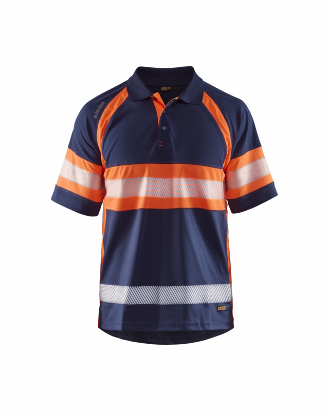 Poloshirt Hi-vis 3338 marineblå/orange, str. M