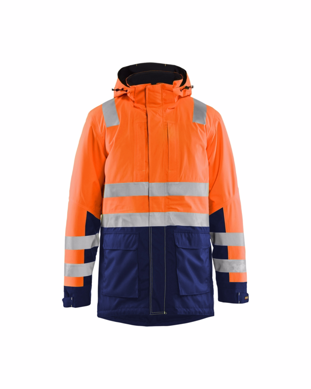 Vinterparka jakke Hi-vis 4495 orange/marineblå, str. 2XL
