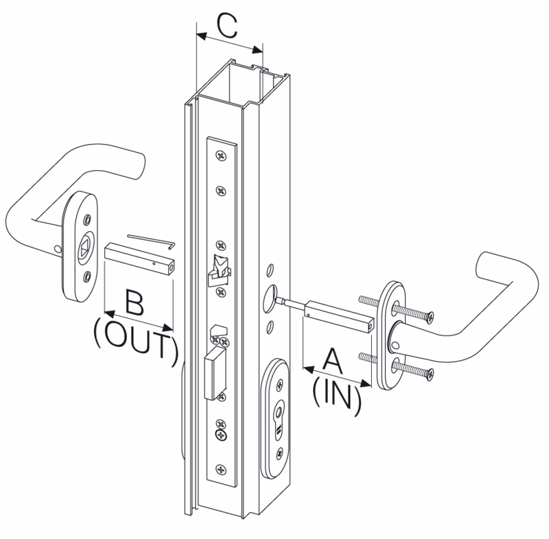Dørgrebspind delt t/EL480/580 57/50mm dt 47-66mm