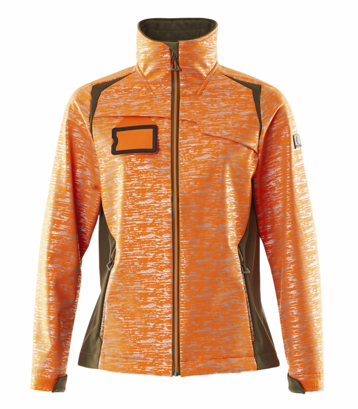 Softshell Dame 19212 Hi-vis orange/mosgrøn, str. XS