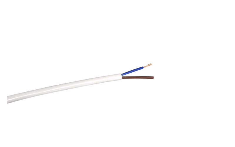 Ledning rund hvid 2x0,75mm², 5 m