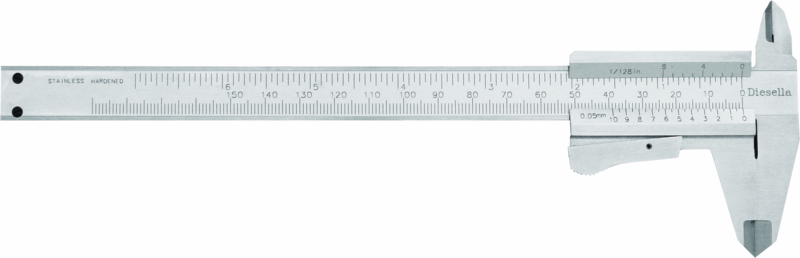 Skydelære med klemlås 150 mm x 0,05 mm (venstrehånds)