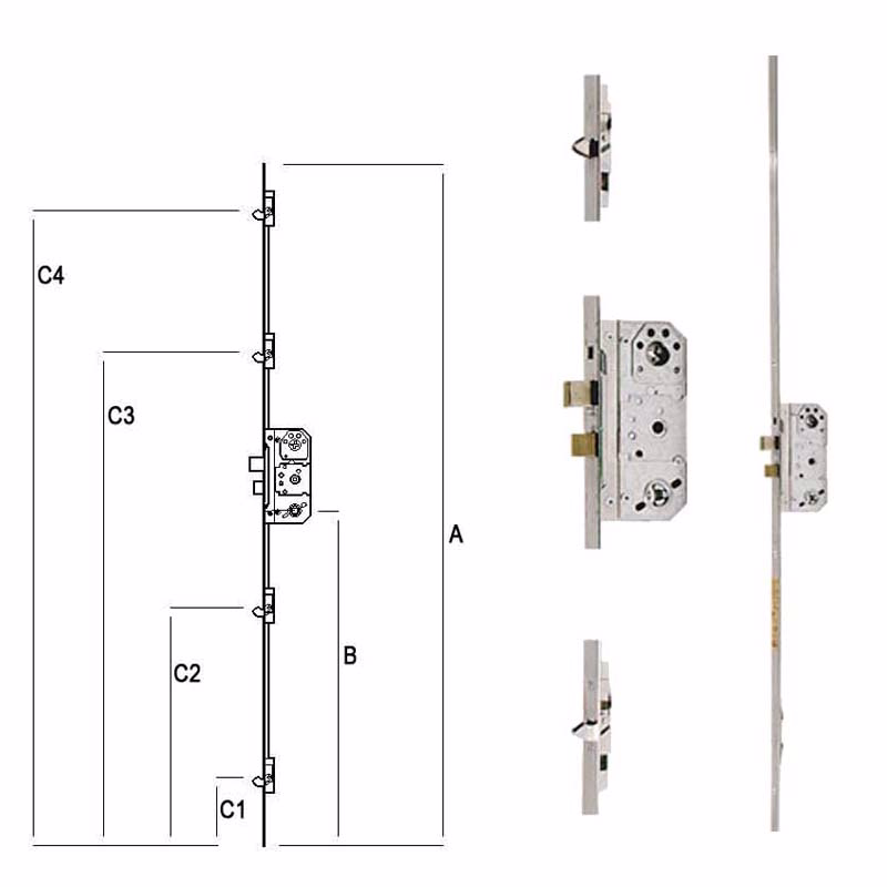 Stanglås 2150H S25mm D50 C156-1799mm modul Rationel 620251