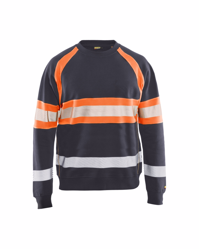 Sweatshirt Hi-vis 3359 mellemgrå/orange, str. L