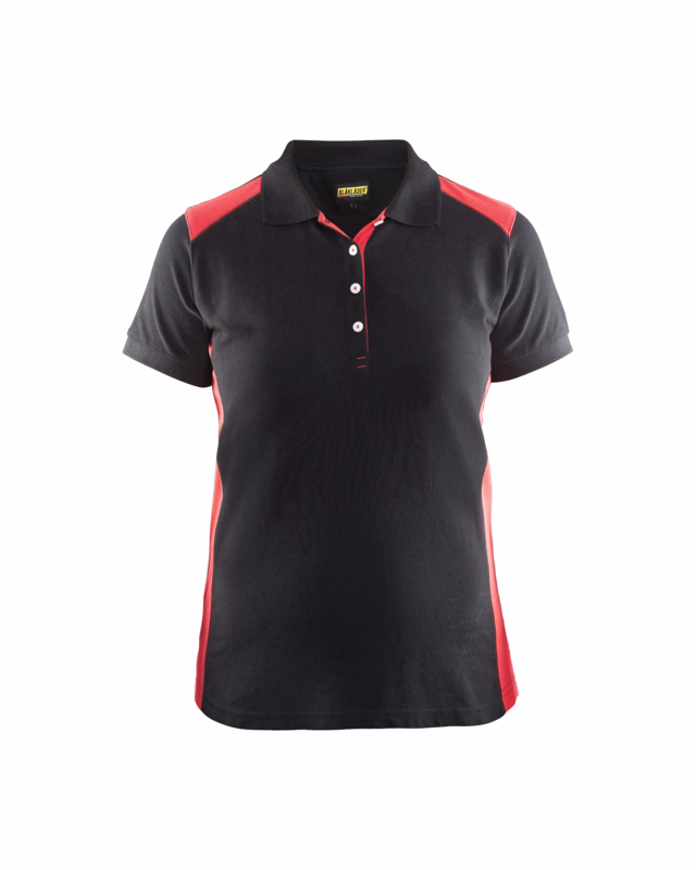 Poloshirt Dame 3390 sort/rød, str.M