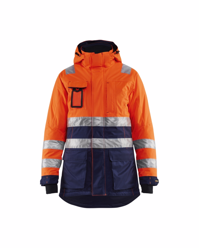 Vinterparka jakke Dame Hi-vis 4472 orange/marineblå, str.S