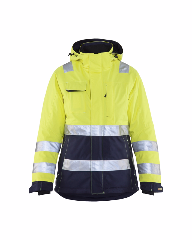 Vinterjakke Dame Hi-vis 4872 gul/marineblå, str.3XL