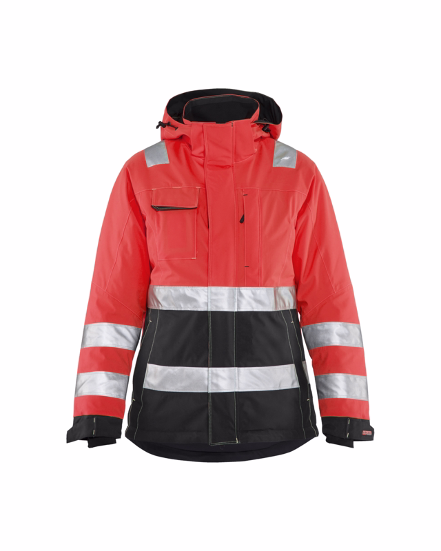 Vinterjakke Dame Hi-vis 4872 rød/sort, str.XL