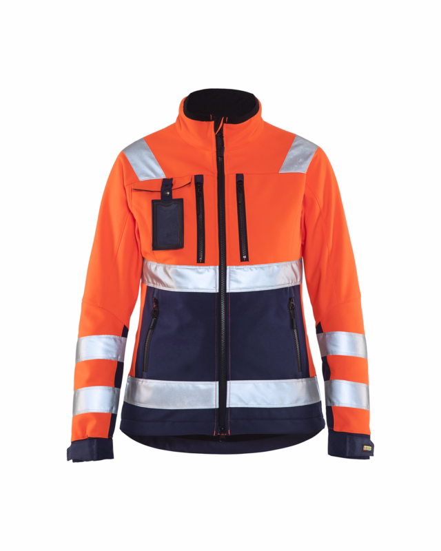 Softshell jakke Dame Hi-vis 4902 orange/marineblå, str.L