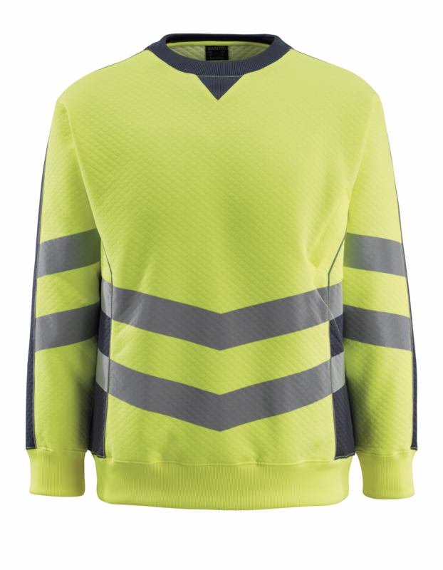 Sweatshirt 50126 Hi-vis gul/mørk marine, str. M