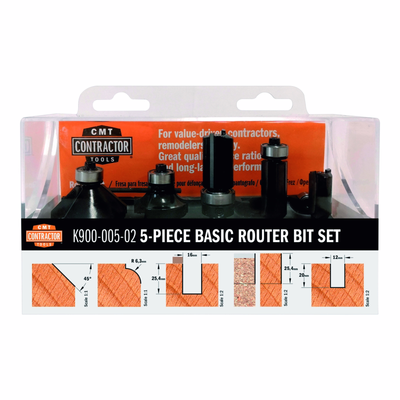 Overfræsesæt K8 C, 5 dele