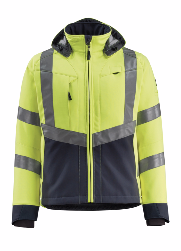 Softshell jakke Hi-vis 15502 gul/mørk marine, str. M