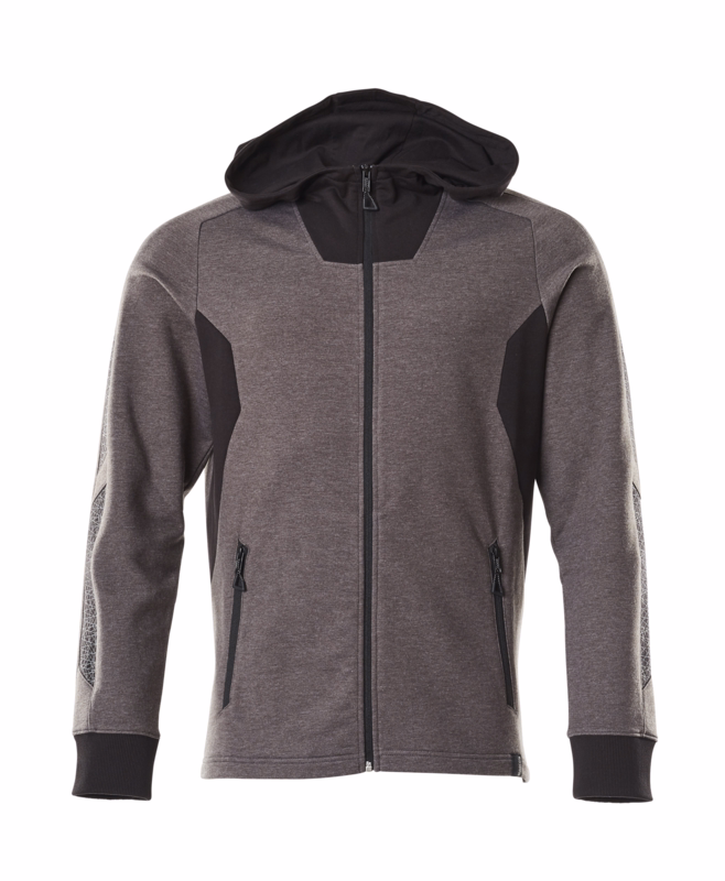 Hættetrøje 18584 mørk antracit/sort, str. L