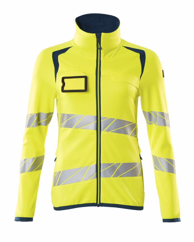 Fleecetrøje 19153 Dame Hi-vis gul/mørk petroleum, str. L