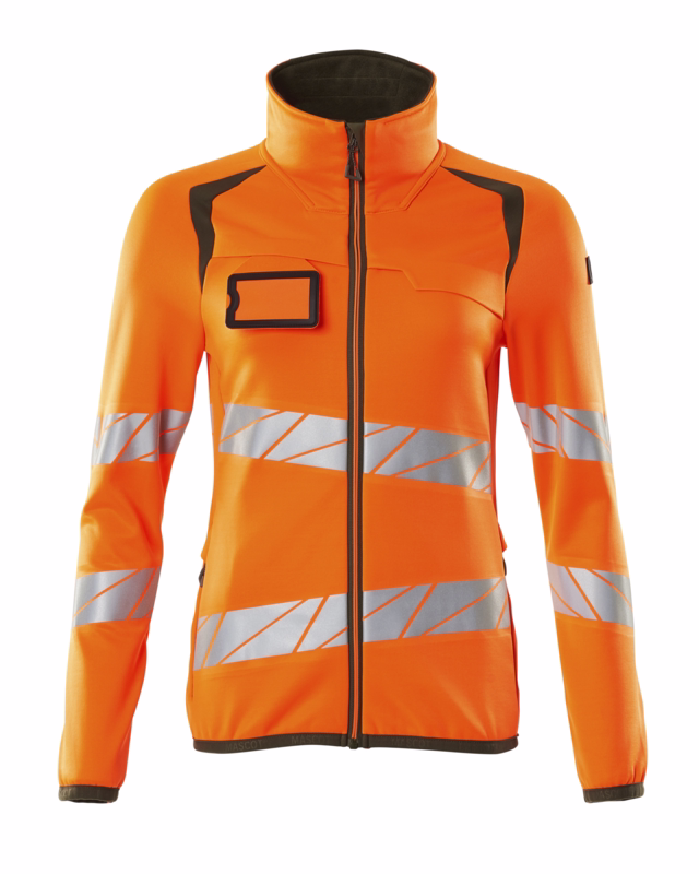 Fleecetrøje 19153 Dame Hi-vis orange/mosgrøn, str. 5XL