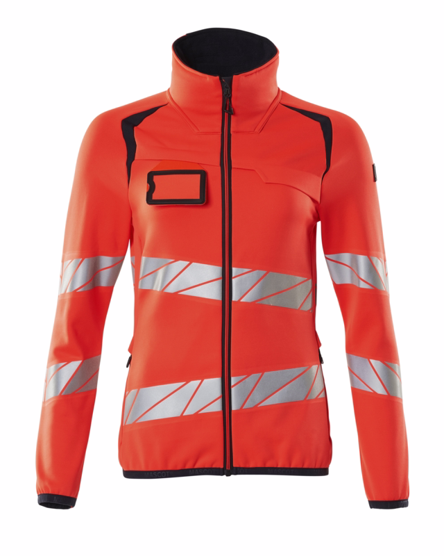 Fleecetrøje 19153 Dame Hi-vis rød/mørk marine, str. L