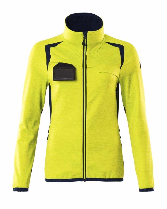 Fleecetrøje 19453 Dame Hi-vis gul/mørk marine, str. XS