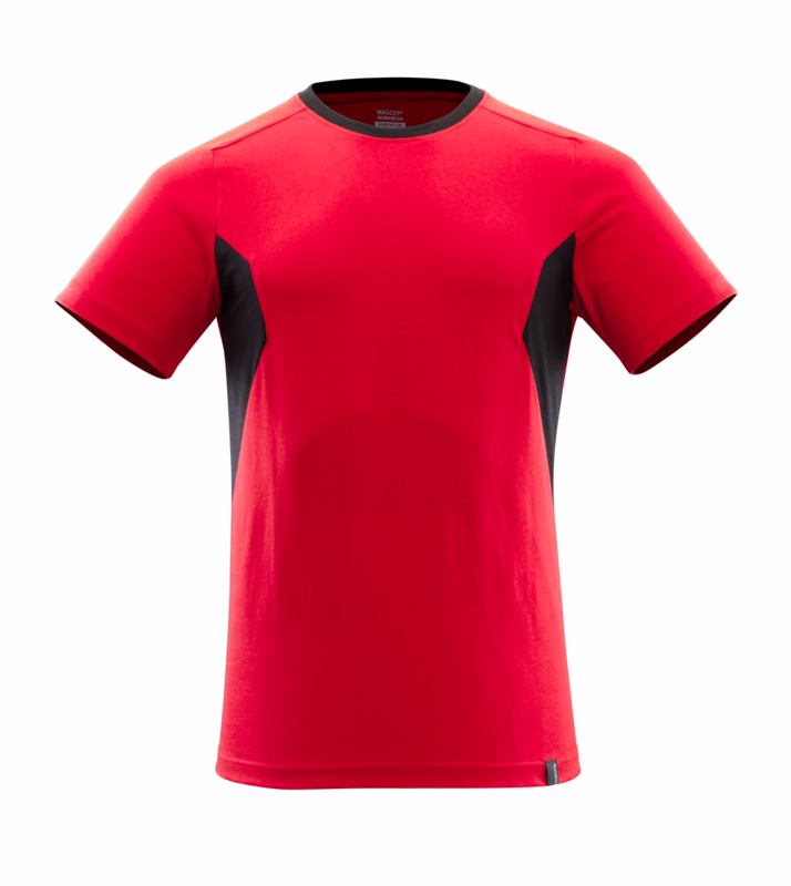 T-shirt 18082 signalrød/sort, str. S