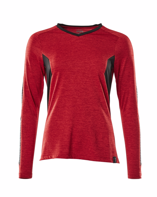 T-shirt Dame 18091 signalrød-meleret/sort, str. S