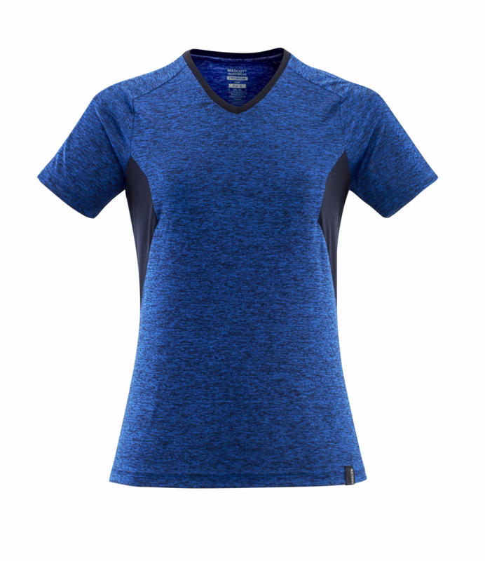 T-shirt Dame 18092 azurblå-meleret/mørk marine, str. XS