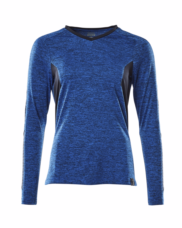 T-shirt Dame 18091 azurblå-meleret/mørk marine, str. XS