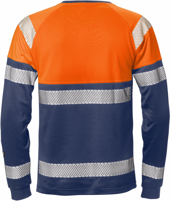 T-shirt L/Æ 129513 Hi-viz orange/sort, str. XS