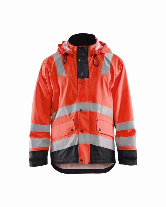 Regnjakke Hi-vis 4302 rød/sort, str. L