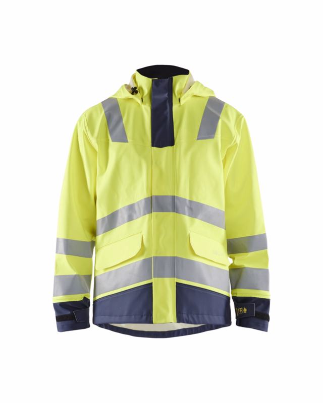 Regnjakke Hi-vis 4313 gul/marineblå, str. XL