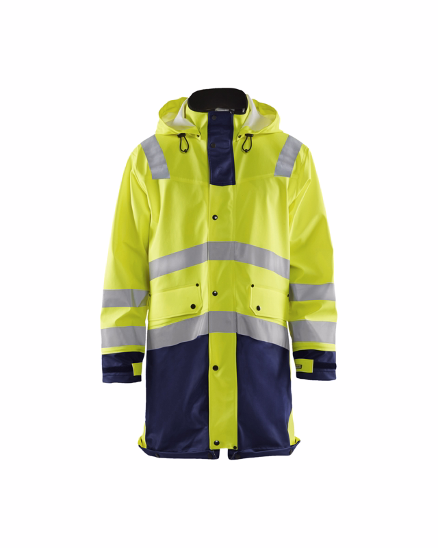 Regnjakke Hi-vis 4326 gul/marineblå, str. XS