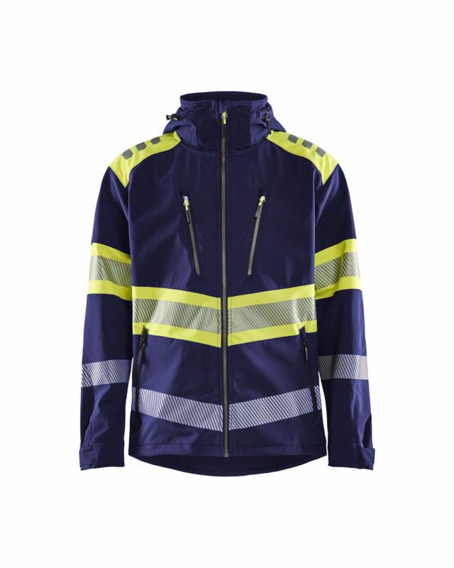 Softshell jakke Hi-vis 4494 marineblå/gul, str. XS