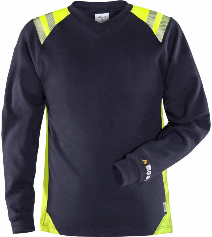 T-shirt Dame 131148 Marine/Hi-vis gul, str. 2XL