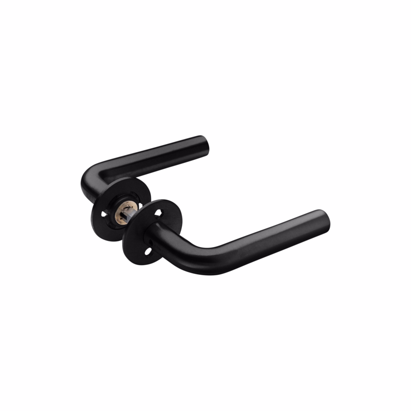 Dørgreb PVD Sort L-form Ø16 massiv cc30, 33-59