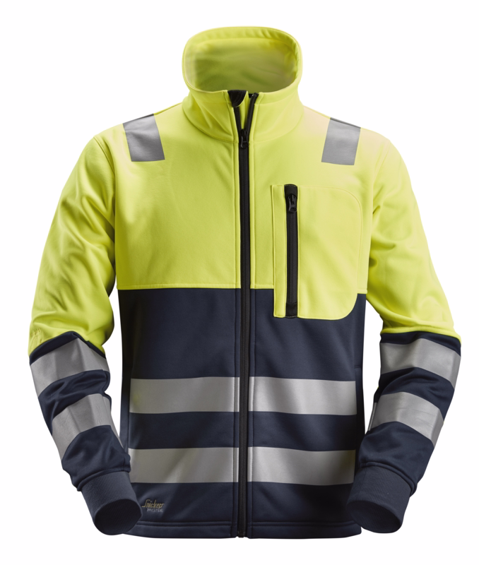 Fleecejakke 8035 Hi-vis gul/navy, str. 2XL