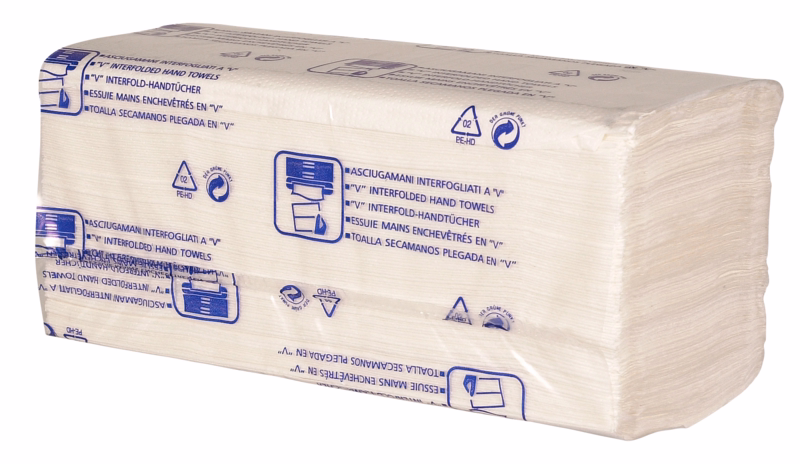 Håndklædeark 2-lags Hvid 100% nyfiber, á 190 ark