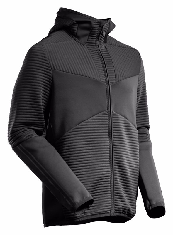 Fleece hættetrøje 22603 m/lynlås Sort, str. XS