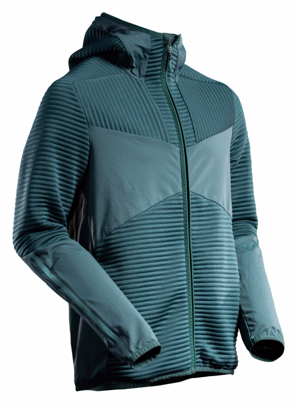 Fleece hættetrøje 22603 m/lynlås Skovgrøn, str. M