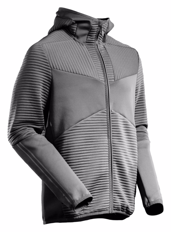 Fleece hættetrøje 22603 m/lynlås Stengrå, str. L