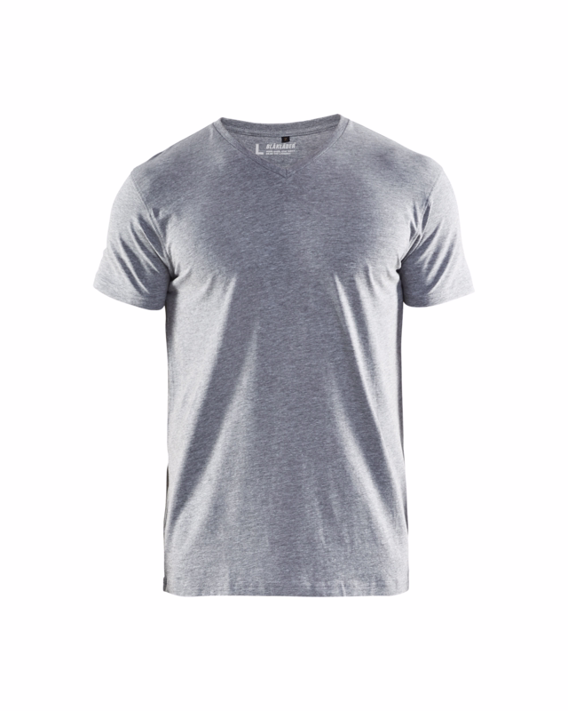 T-shirt V-hals 3360 gråmeleret, str. L