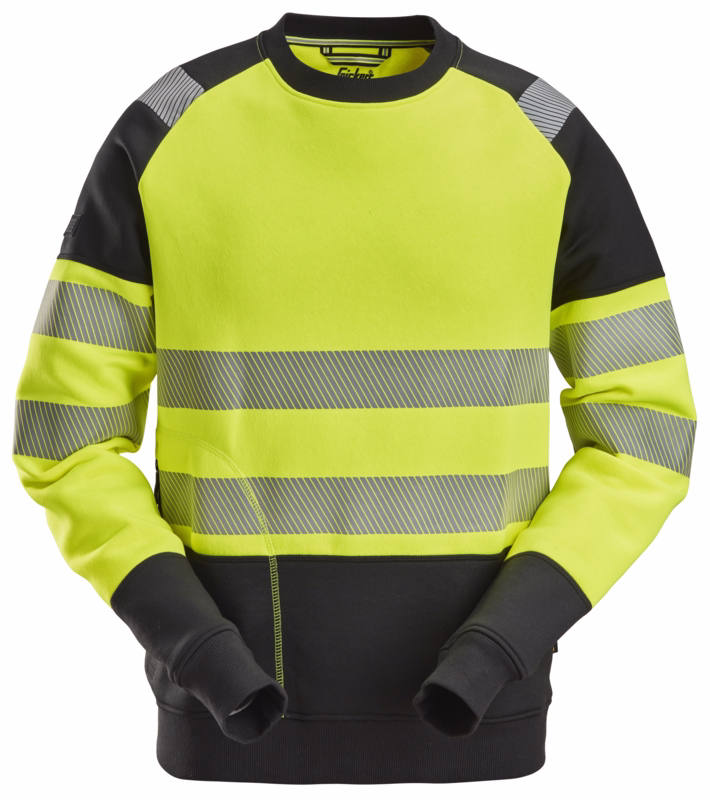 Sweatshirt 8031 Hi-vis sort/gul, str. L