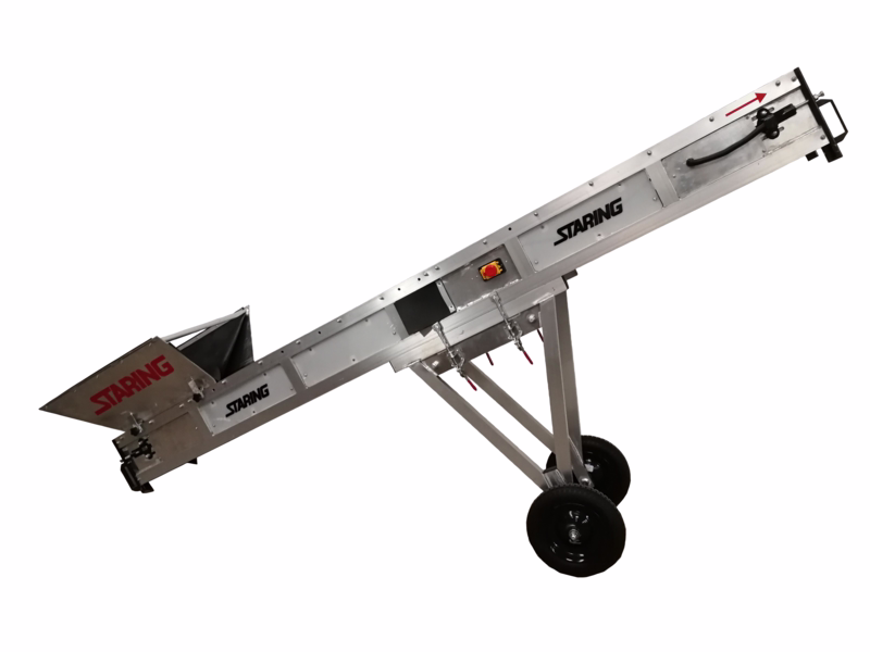 Transportbånd 3,0 m, m/hjulsæt og fødekasse