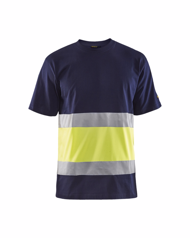 T-shirt Hi-vis 3387 marineblå/gul, str. XL