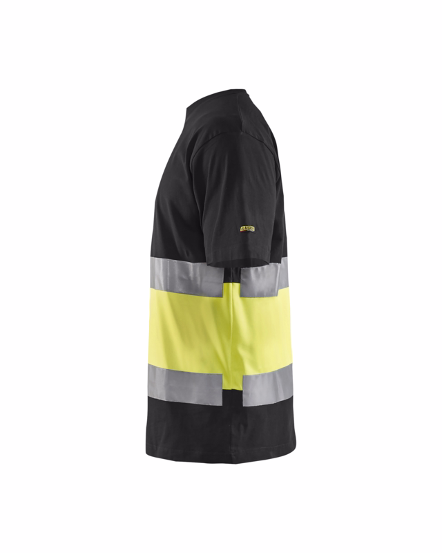 T-shirt Hi-vis 3387 sort/gul, str. XS