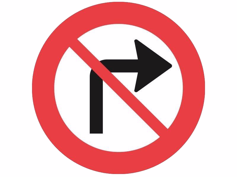 Forbudstavle C11.1 Højresving forbudt