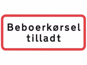  - Undertavle 30x70 cm "Beboerkørsel tilladt"