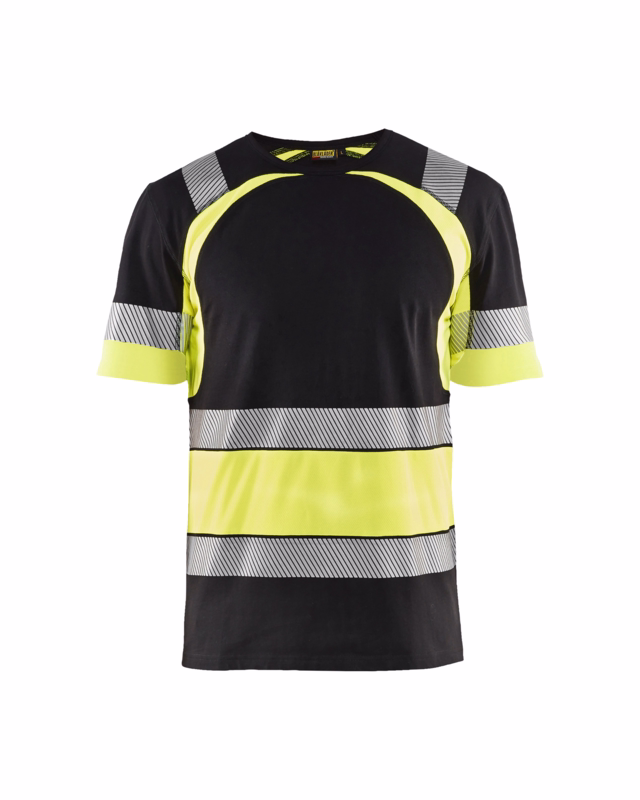 T-shirt Hi-vis 3421 sort/gul, str. S