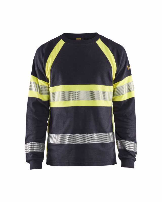 T-shirt L/Æ Hi-vis 3484 marineblå/gul, str. 3XL